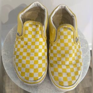 Vans Checkerboard Yellow Slip Ons Kids